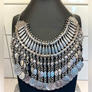 Large Coin Collar Bohemian Cleopatra Belly Dancing Bib Necklace